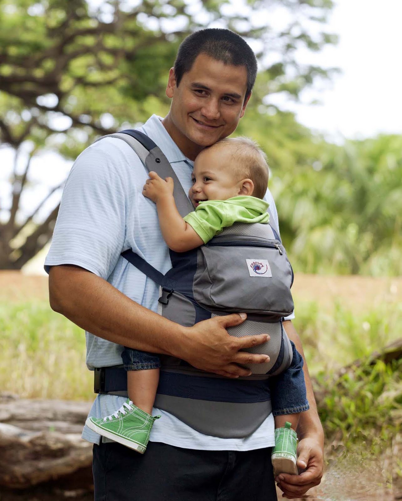 dad wearing baby